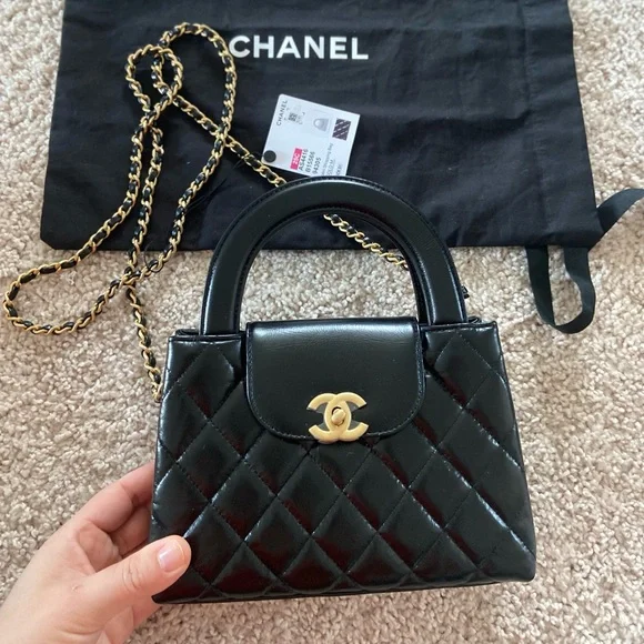 Chanel small Kelly bag. Black calf leather - Picture 5 of 17